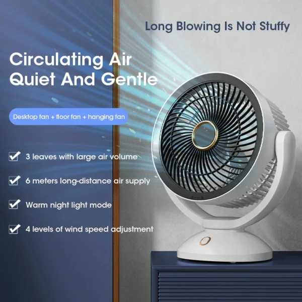 USB Multifunction Electric Fan Desktop Wall Floor Ceiling Rechargeable Air Circulation Stand Fan Home Cooling Ventilator Fan - Image 6