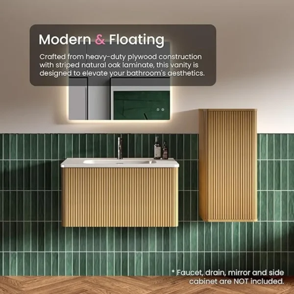 Bathroom Dresser,30" Bathrooms Vanity With Sink, Modern Floating Vanity With Push Open Soft Close Drawer, Bathroom Cabinets - Image 4