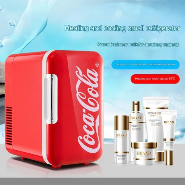 6L Mini Refrigerator Coca-Cola Multifunction Cosmetic Dormitory Warmer Cooler Fridge for Home Car Small Portable Fridge 12V/220V - Image 3