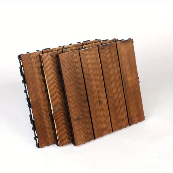 Interlocking Solid Wood Floor Tiles for Balconies and Terraces - Spliceable Wood Flooring for Home Decor and Decoration - Image 3