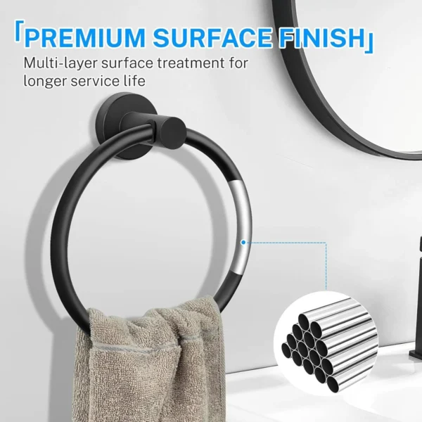 Bathroom Towel Ring Hook Hardware Accessories Storage Holder 304 Stainless Steel Hand Towel Holder Modern Round Towel Hanger - Image 3