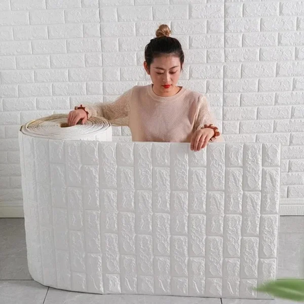 70cm*1m DIY Decoration Bedroom Oil-proof Adhesive Wall Wallpaper Waterproof Living Room Decoration Anti-fouling 3D Brick Pattern - Image 3