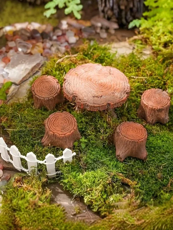 5 miniature tree stump garden art accessories resin decoration, garden landscape accessories, resin creative crafts - Image 5