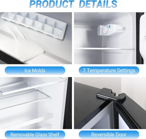 4.0 Cu.Ft Apartment Size Refrigerator, Samll Refrigerator, dorm fridges with freezer for Apartment, Office, Kitchen, Dorm, Compa - Image 6