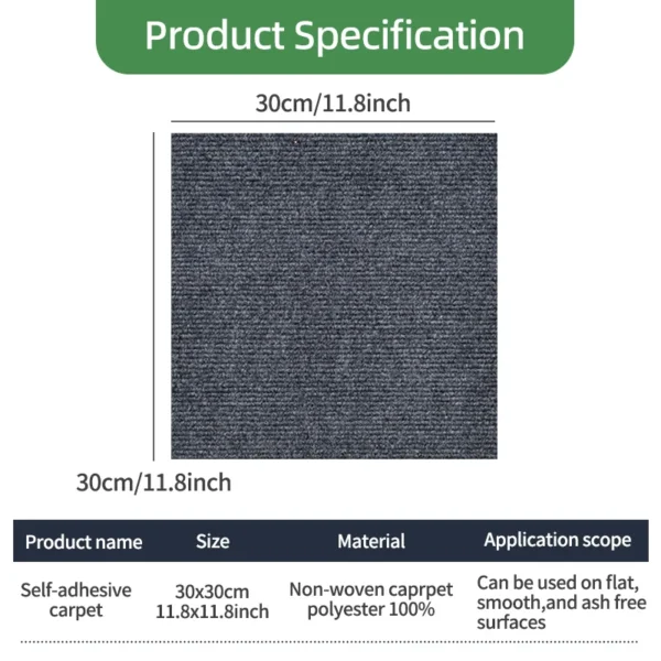 10pcs Carpet Floor Tiles Sticker Adhesive Stickers Carpet Peel And Stick Removable DIY Home Furnishings Indoor Room Carpets - Image 4