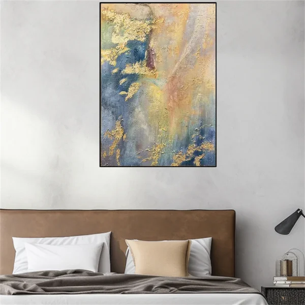 100% Hand Drawn Gold Oil Painting Luxury Wall Art Picture Modern Gold Foil Mural Abstract Canvas Poster For Home Decor Image - Image 2
