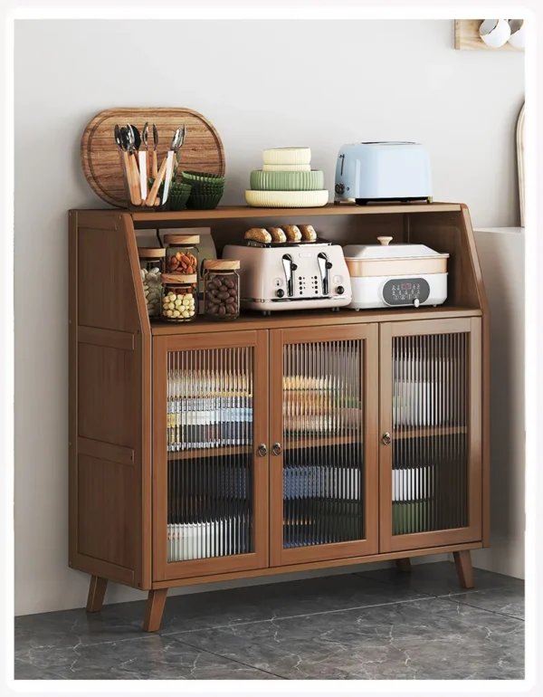 dining room Bamboo solid wood kitchen cabinets furniture sideboard side table furniture living room alacena Display cabinet