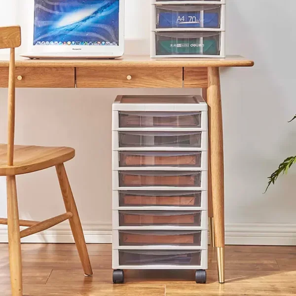 Mobile transparent plastic drawer storage cabinet multi-layer storage box file storage cabinet wheeled drawer storage box nail s - Image 4
