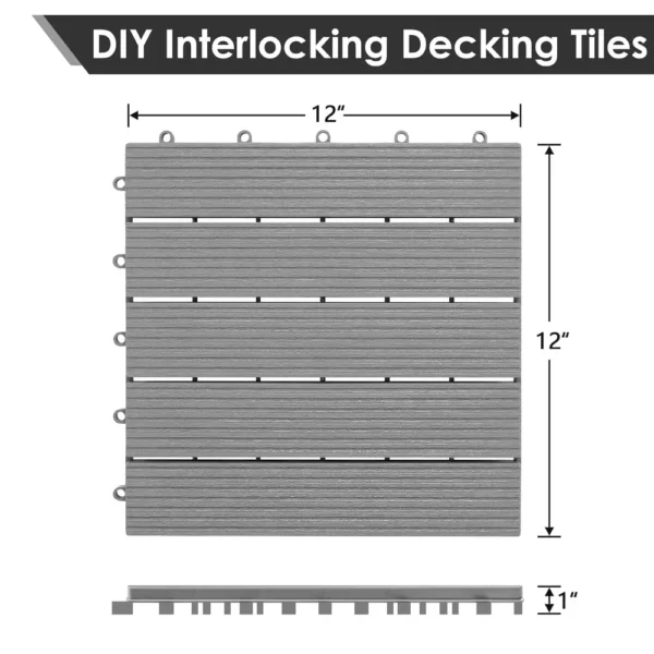 108 PCS Plastic Interlocking Patio Deck Tiles - 12" x 12" Waterproof Indoor Outdoor Flooring, Patio Floors Decking for Floor - Image 4