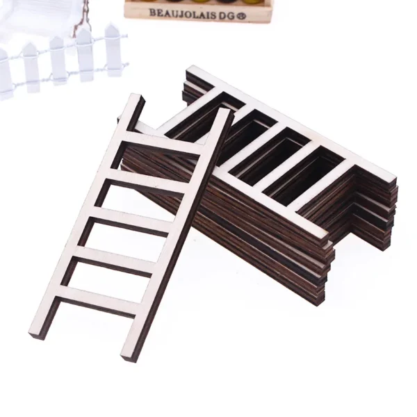 Dollhouse Mini Wooden Zigzag Ladder BJD Miniature Christmas Scene Horticultural Landscape Decor Furniture Model Accessories - Image 4