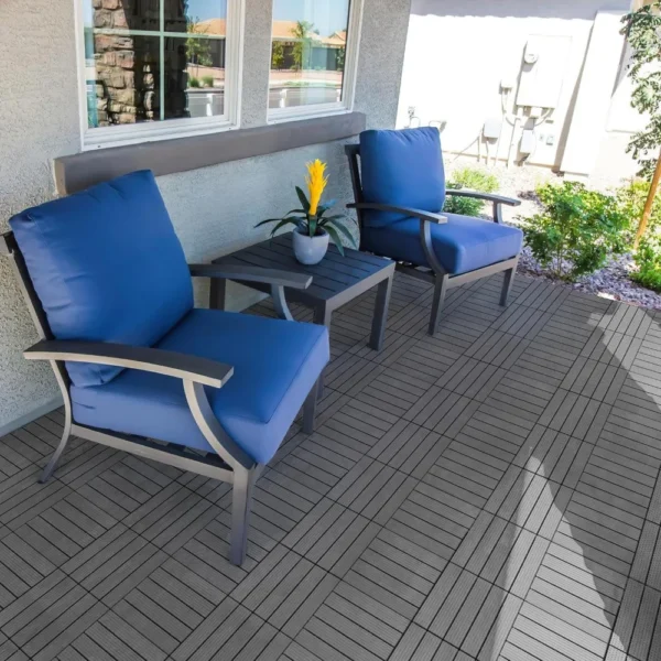 108 PCS Plastic Interlocking Patio Deck Tiles - 12" x 12" Waterproof Indoor Outdoor Flooring, Patio Floors Decking for Floor