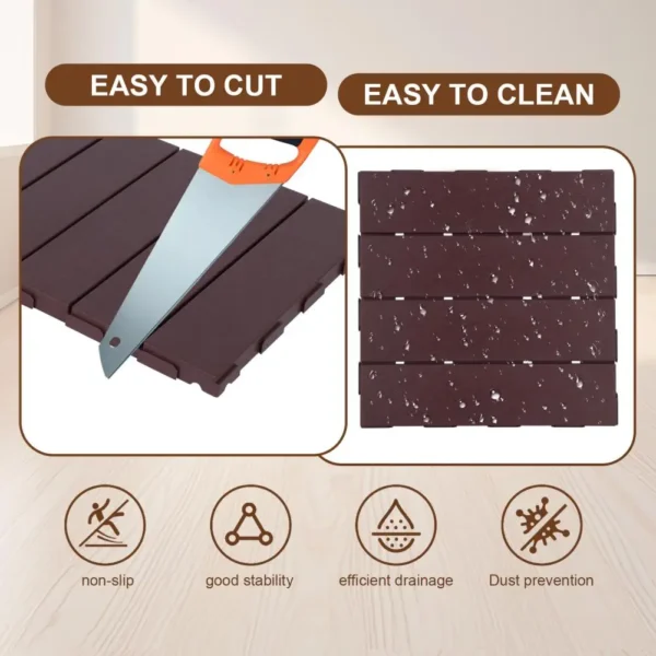 36 Pcs Waterproof Balcony Floor Tiles, Great Friction Anti-break Patio Deck Tiles with Efficient Drainage Design - Image 4