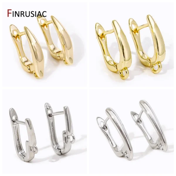 DIY Women Earrings Making Supplies 18K Gold Plated Brass Smooth Earwire Fasteners Earring Hooks Clasp Making Accessories