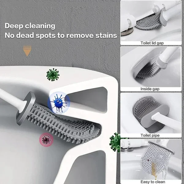Hanging Silicone Toilet Brush Cleaner with Long Handle Flexible Cleaner Bathroom Brush Quick Drying Holder Bathroom Accessories - Image 13