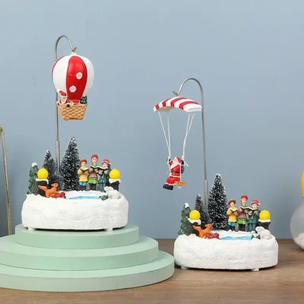 2023 New Luminous Christmas Village Music Rotating Santa Claus Tree Christmas Ornaments Resin Crafts Christmas Home Decoration - Image 2