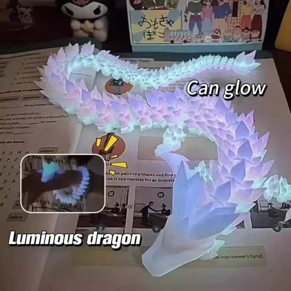 Luminous 3D Printed Divine Dragon Decor Toy Multi-Jointed Movable Articulated Dragon Toy for Home Car Tabletop Ornament Gift - Image 6