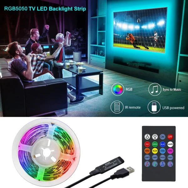 TV Backlight Music Sync USB Powered RGB LED Strip Light for 15 - 80 Inch TV, Mirror, PC - Image 4