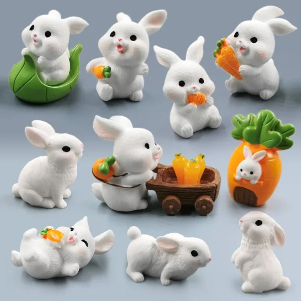 2024 Hot Easter Cute Rabbit Figurine Diy Landscape Home Kawaii Room Decor Miniature Fairy Garden Decoration Accessories Modern