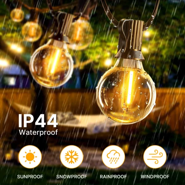 Solar String Lights Outdoor G40 Patio Lights with LED Shatterproof Bulbs,Weatherproof Hanging Lights for Backyard Bistro - Image 5