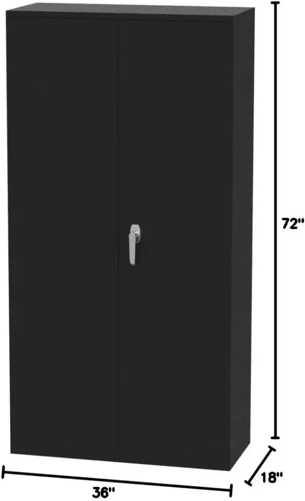Metal Storage Cabinets 72” Black Garage Steel Storage Cabinet with Doors and Shelves, Metal Tool Cabinet, Steel File - Image 3
