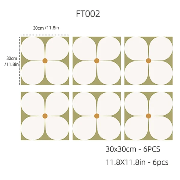 6 PCS Peel and Stick Floor Tiles Waterproof Vinyl Wallpaper Easy DIY Self-Adhesive Flooring for Kitchen Bathroom - Image 6