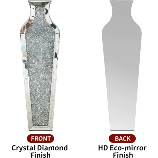 Tall Crushed Diamond Floor Vase Large Silver Mirror Vases for Decor Living Room Floor Decoration Home Decorations 26.8 Inches - Image 3