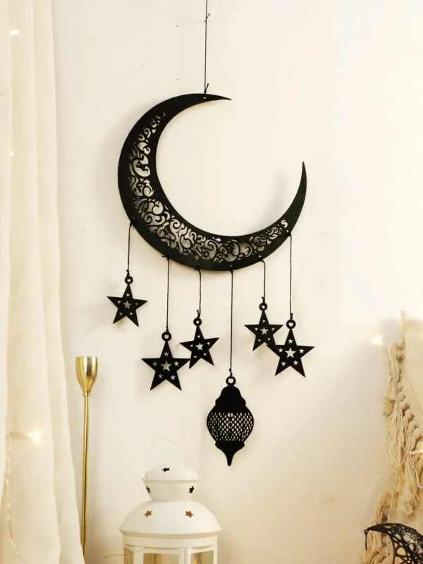 DIY Wooden Hollow Moon and Star Lantern – Ramadan Hanging Decor, Islamic Eid Mubarak Festival Decorations，Ornament Islamic Gifts