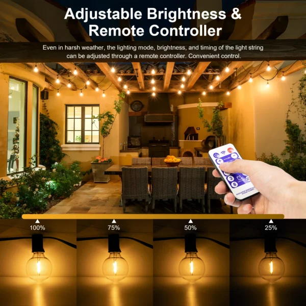 Solar String Lights Outdoor G40 Patio Lights with LED Shatterproof Bulbs,Weatherproof Hanging Lights for Backyard Bistro - Image 3