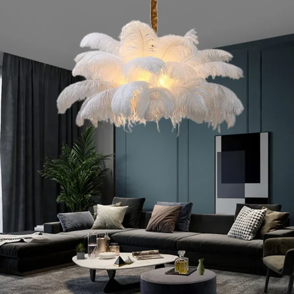 Feather Chandelier Ceiling Lamp LED Pendant Light Nordic Home Decor Lustre Modern Chandelier Pendant Light for Living Room - Image 5