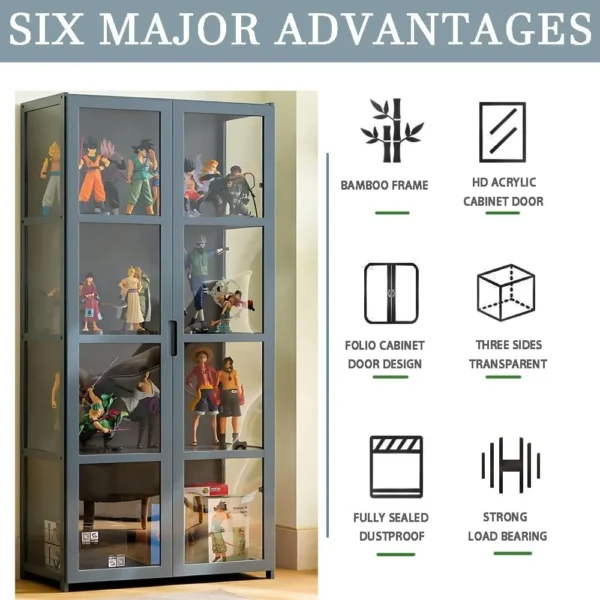 5 Tier Curio Display Cabinet, Storage Cabinet with Acrylic Glass Door, Collectibles Toy Organizers Rack & Display Shelf,Bookcase - Image 5