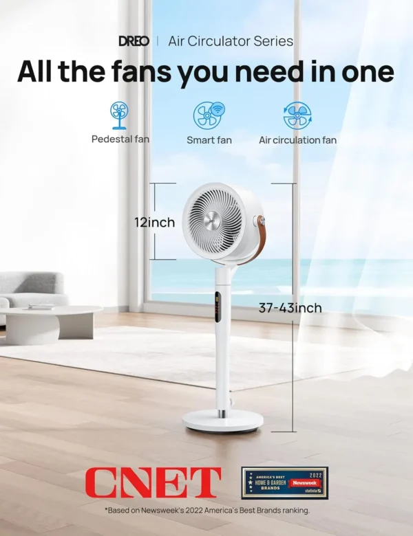 100ft Standing Fan for Home, 120°+105° Smart Oscillating Pedestal Fans with Wi-Fi/Voice Control, DC Motor, 43'' Quiet Fan, 6 Mod - Image 2