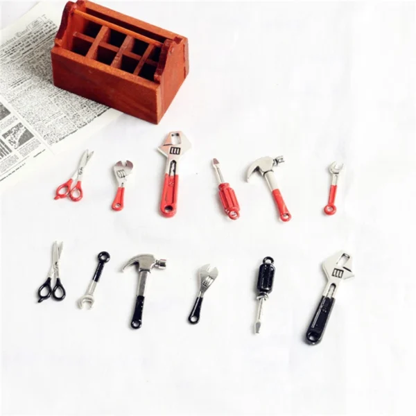 Dollhouse Miniature Accessories Scene Model Alloy Tool Mini Wooden Toolbox Set Miniature Dollhouse Accessoreis Home Decor