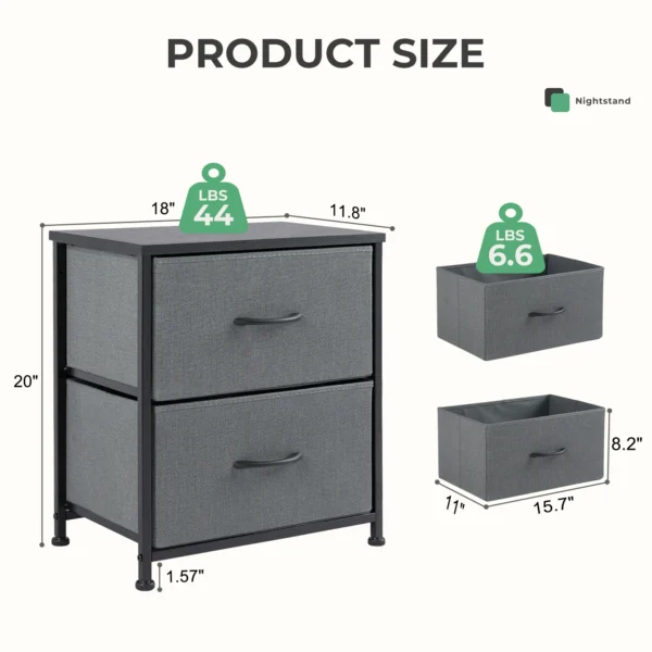 JHK Cabinet For Living Room With 2 Fabric Drawers Beside Nightstand Tables Storage Closet Chest Clothes Display Of Furniture - Image 3