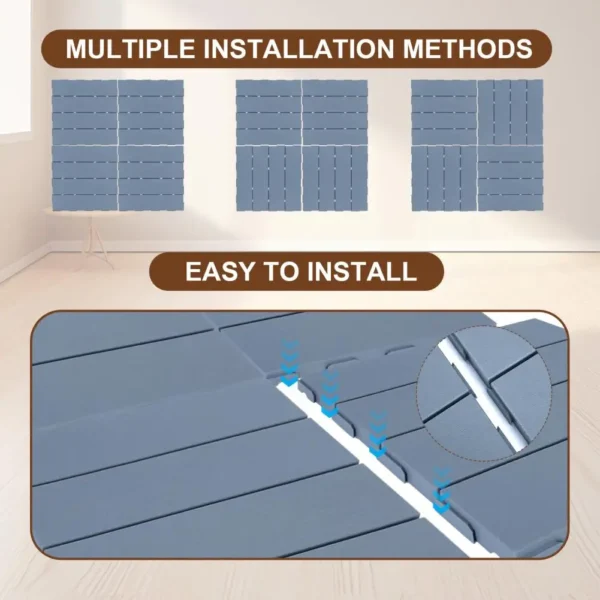 36 Pcs Waterproof Balcony Floor Tiles, Great Friction Anti-break Patio Deck Tiles with Efficient Drainage Design - Image 2
