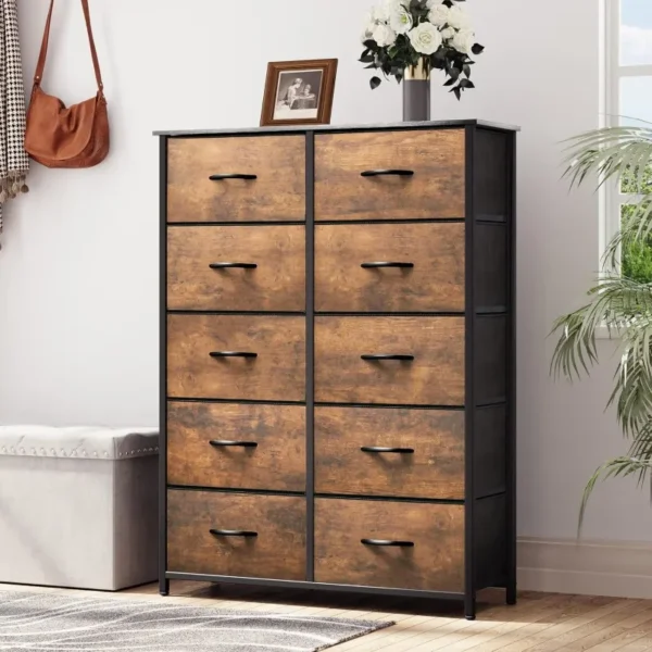 10-Drawer Fabric Dresser, Furniture Storage Tower Cabinet, Organizer for Bedroom, Living Room, Hallway, Closet - Image 5