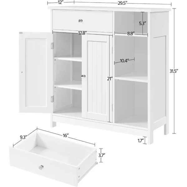 bathroom storage cabinet,Bathroom Floor Cabinet, Kitchen Freestanding Storage Organizer, Large Side Cabinet with Doors, Drawer - Image 5