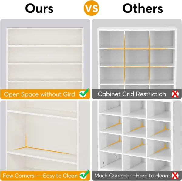 Shoe Cabinet, 9 Tiers 40-45 Pairs Heavy Duty Wood Freestanding Shoe Storage Cabinet, 70.8'' Tall Shoe Cabinet - Image 6