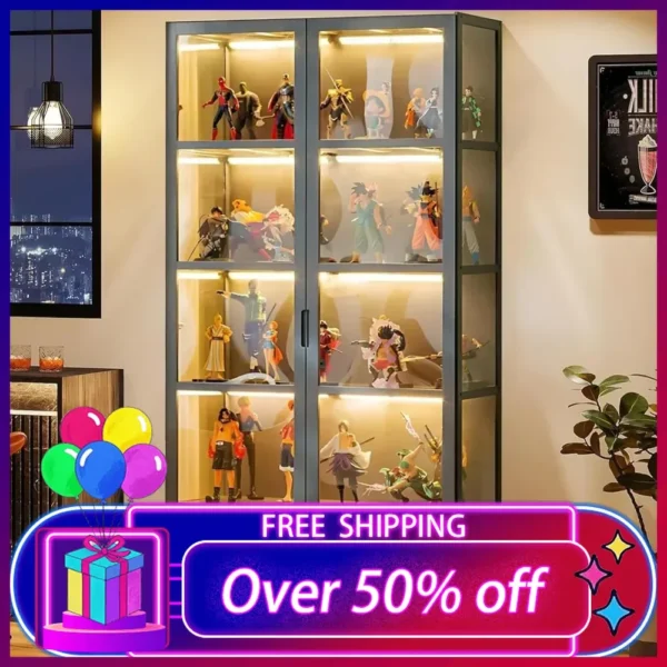 5 Tier Curio Display Cabinet, Storage Cabinet with Acrylic Glass Door, Collectibles Toy Organizers Rack & Display Shelf,Bookcase