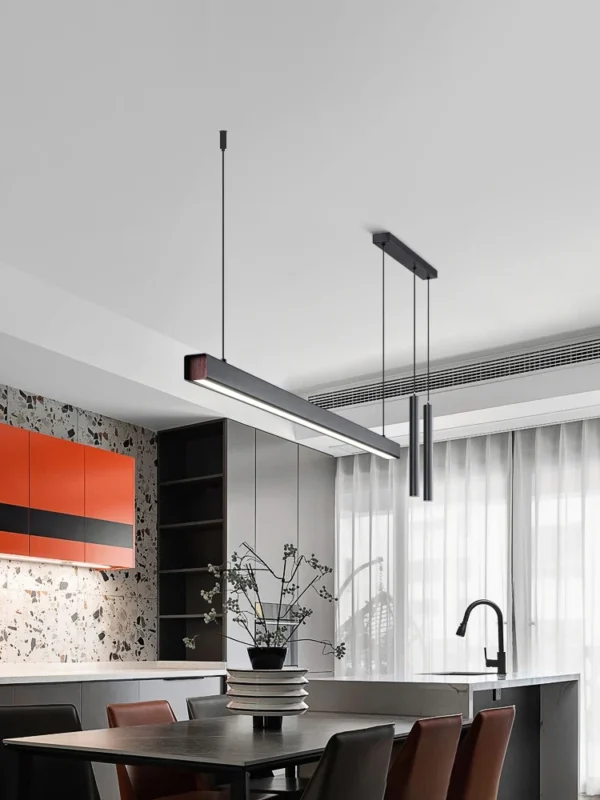 chandelier ceiling black Linear Pendant Light Fixtures Led Adjustable Dining Room Light Kitchen Island Hanging Lights modern