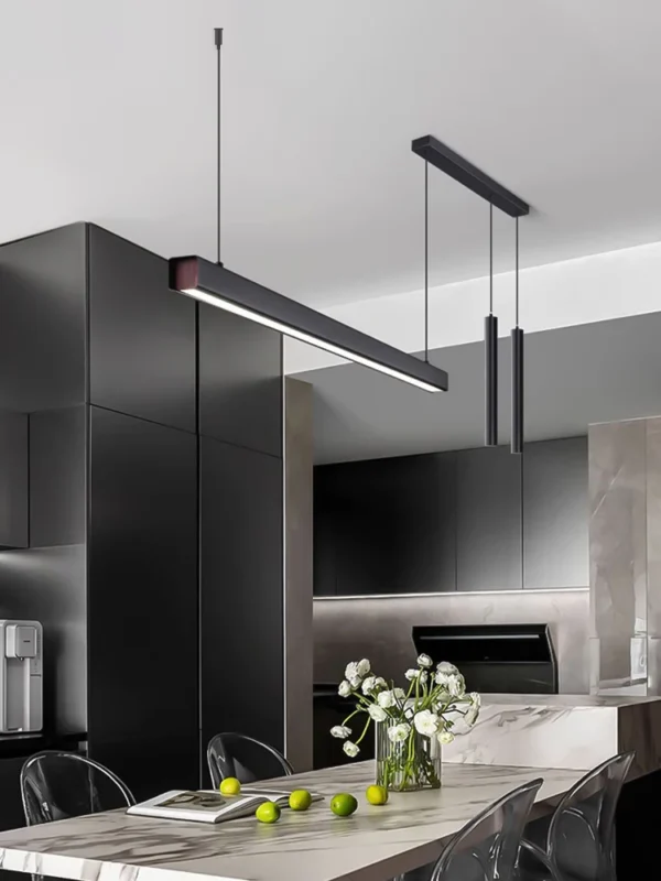 chandelier ceiling black Linear Pendant Light Fixtures Led Adjustable Dining Room Light Kitchen Island Hanging Lights modern - Image 3