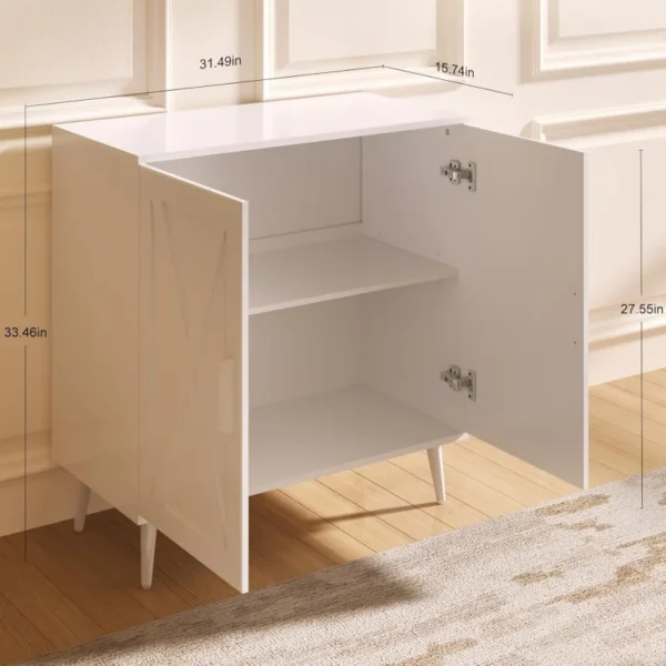 Buffet Cabinet with 2 Doors, Farmhouse Kitchen Storage Cabinet with Adjustable Shelves, Modern Coffee Bar Cabinet - Image 2