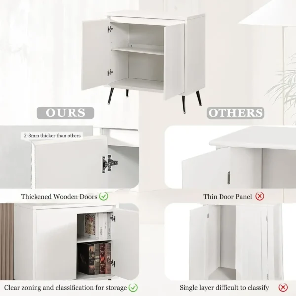 Sideboard Cabinet, 2-Door Decorative Storage Cabinet, Modern Freestanding Cabinet, Sideboard with Metal Legs, Living Room - Image 4
