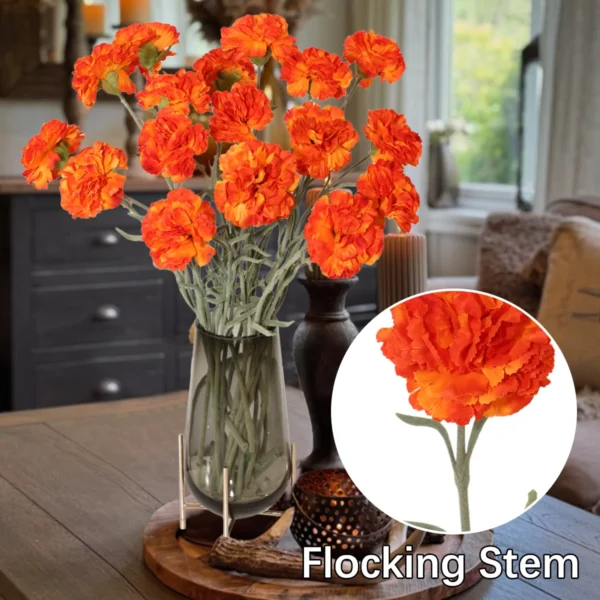 XIYA FLOWER Artificial Carnation Flower Bunch Carnation Bouquet Yellow Orange Pink Artificial Plants PE Material Home Decor - Image 5