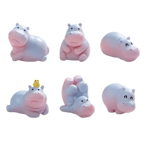 Mini Cute Hippo Resin Figurines Car Interior Animal Accessory Baby Hippo Sculpture Desk Decoration Home Desk Decoration - Image 2