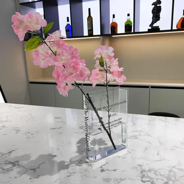 Clear Acrylic Vase Clear Book Shaped Vase Decorative Clear Flower Arrangement Vase Acrylic Vase For Home Bedroom Office Decor - Image 3