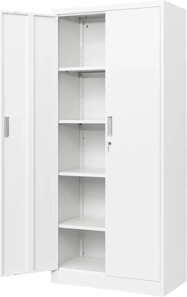 Metal Storage Cabinet with Lock, 71" Garage Storage Cabinets with 2 Lockable Doors and 4 Adjustable Shelves,Tall File Cabinet,