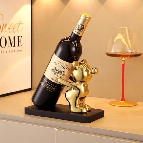 2024 New Red Wine Rack Home Decor Ceramics Bear Home Accessories Ornaments Light Luxury High-end Living Room Decoration - Image 4