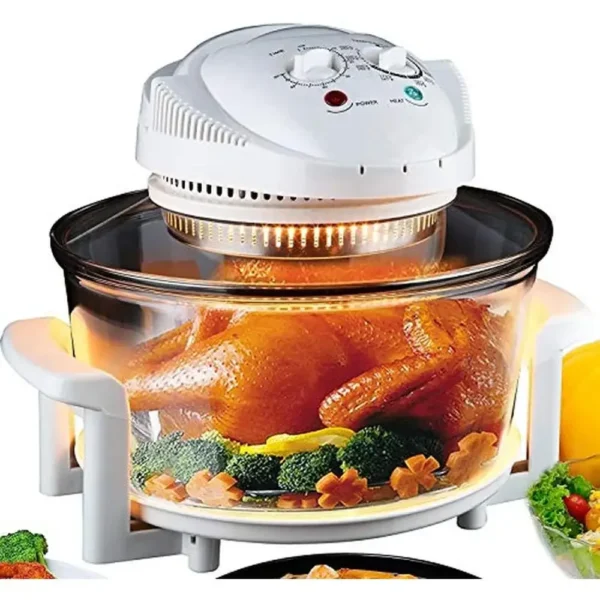 Electric Air Fryer Turbo Convection Oven Roaster Steamer Halogen Cooker Glass Bowl Countertop Healthy Cooking Timer Control Fast