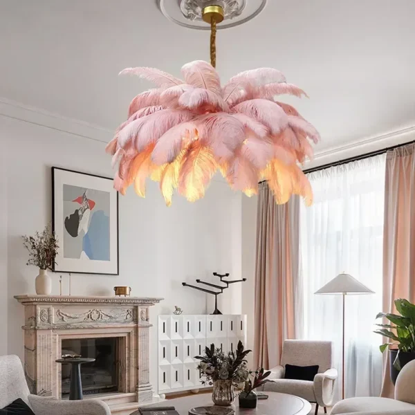 Feather Chandelier Ceiling Lamp LED Pendant Light Nordic Home Decor Lustre Modern Chandelier Pendant Light for Living Room - Image 3