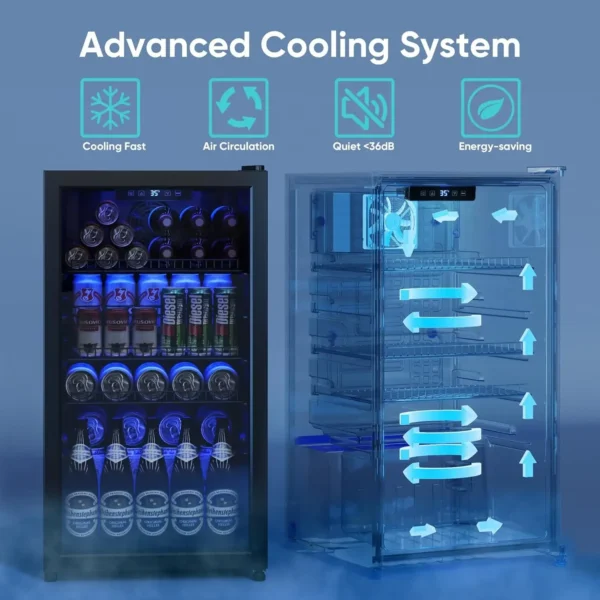Fridge, Mini Fridge With Glass Door, Beverage Cooler Refrigerator, Wine Drink Beer Fridge, Adjustable Shelves & Digital Temperat - Image 3